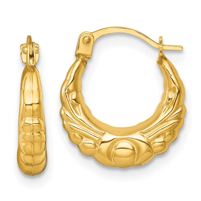 14K Yellow Gold Polished Fancy Hoop Earrings