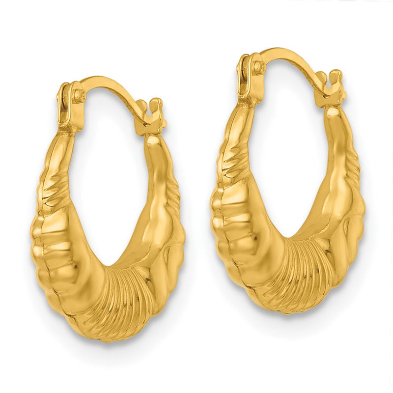14K Yellow Gold Polished Fancy Hoop Earrings