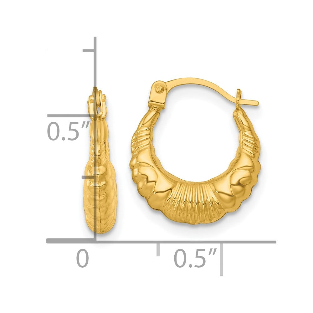 14K Yellow Gold Polished Fancy Hoop Earrings