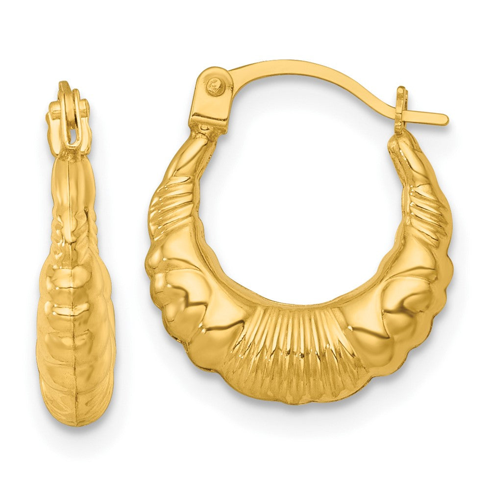 14K Yellow Gold Polished Fancy Hoop Earrings