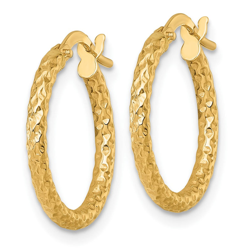14K Yellow Gold Polished Diamond-Cut Hoop Earrings