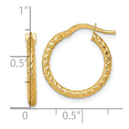 14K Yellow Gold Polished Diamond-Cut Hoop Earrings
