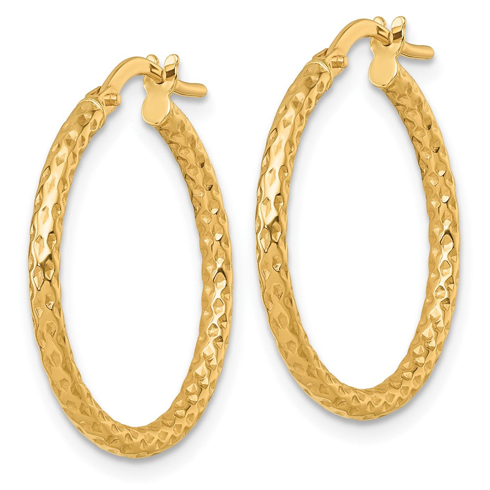 14K Yellow Gold Polished Diamond-Cut Hoop Earrings