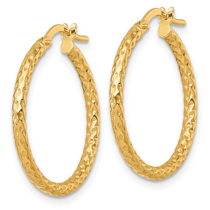 14K Yellow Gold Polished Diamond-Cut Hoop Earrings