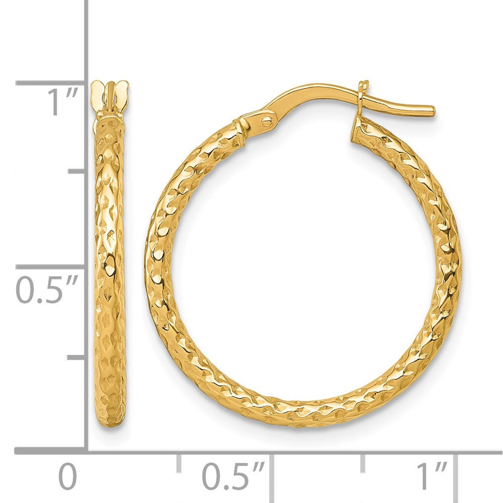 14K Yellow Gold Polished Diamond-Cut Hoop Earrings