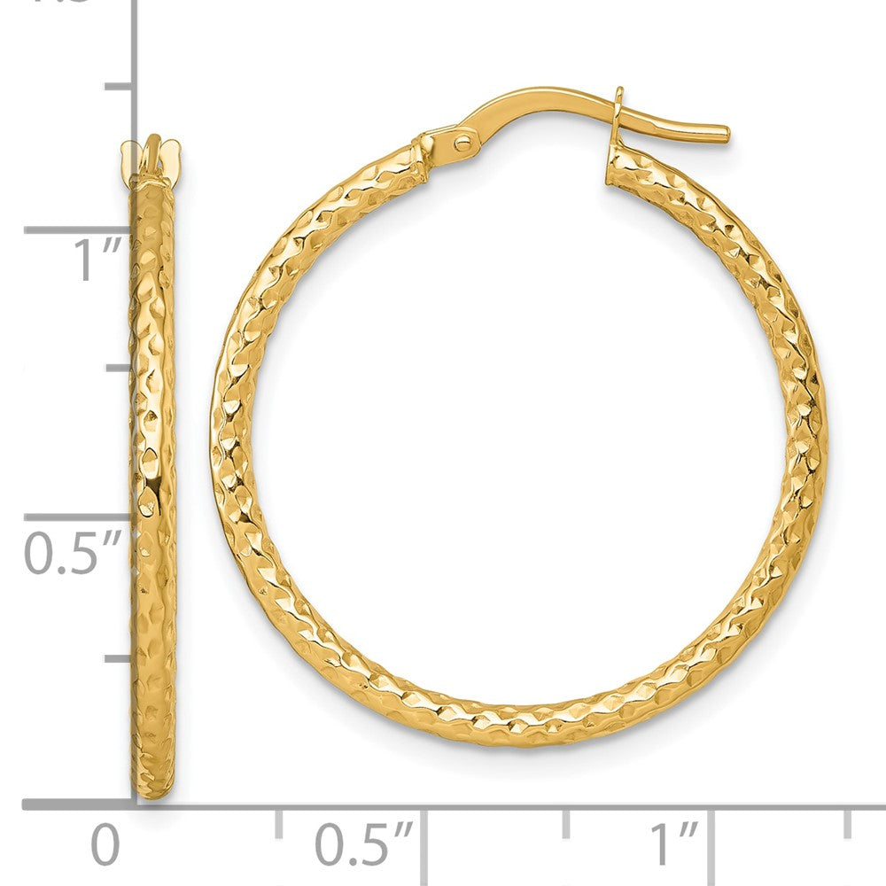14K Yellow Gold Polished Diamond-Cut Hoop Earrings