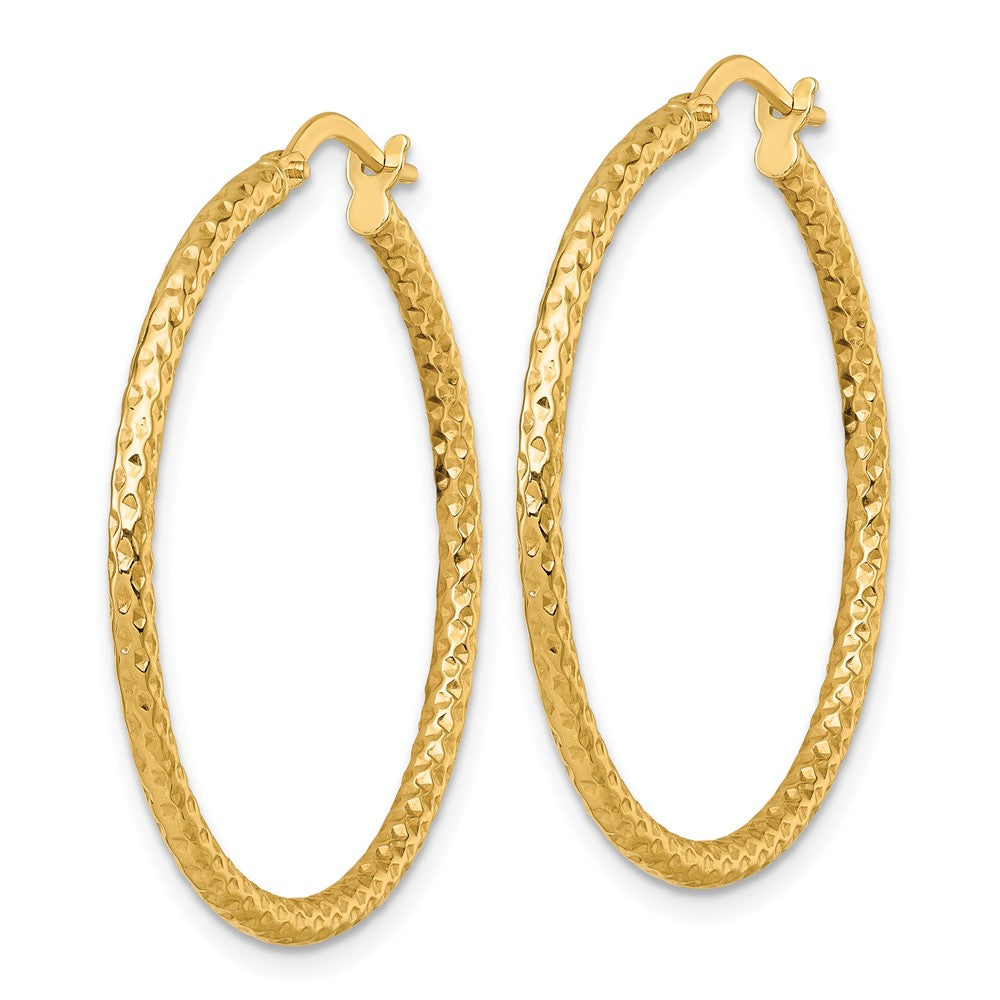 14K Yellow Gold Polished Diamond-Cut Hoop Earrings