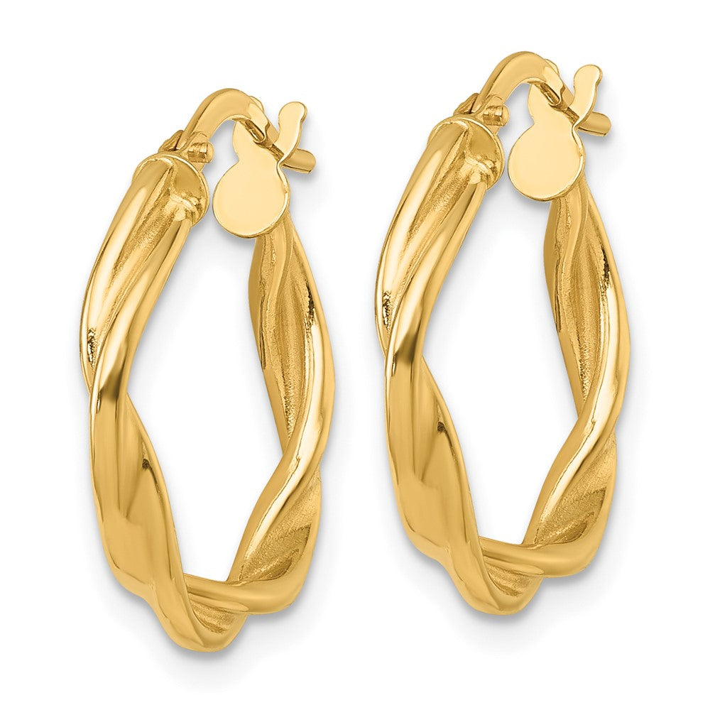 14K Yellow Gold Polished Twist Hoop Earrings