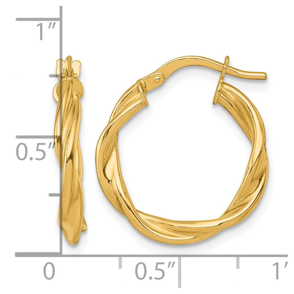 14K Yellow Gold Polished Twist Hoop Earrings