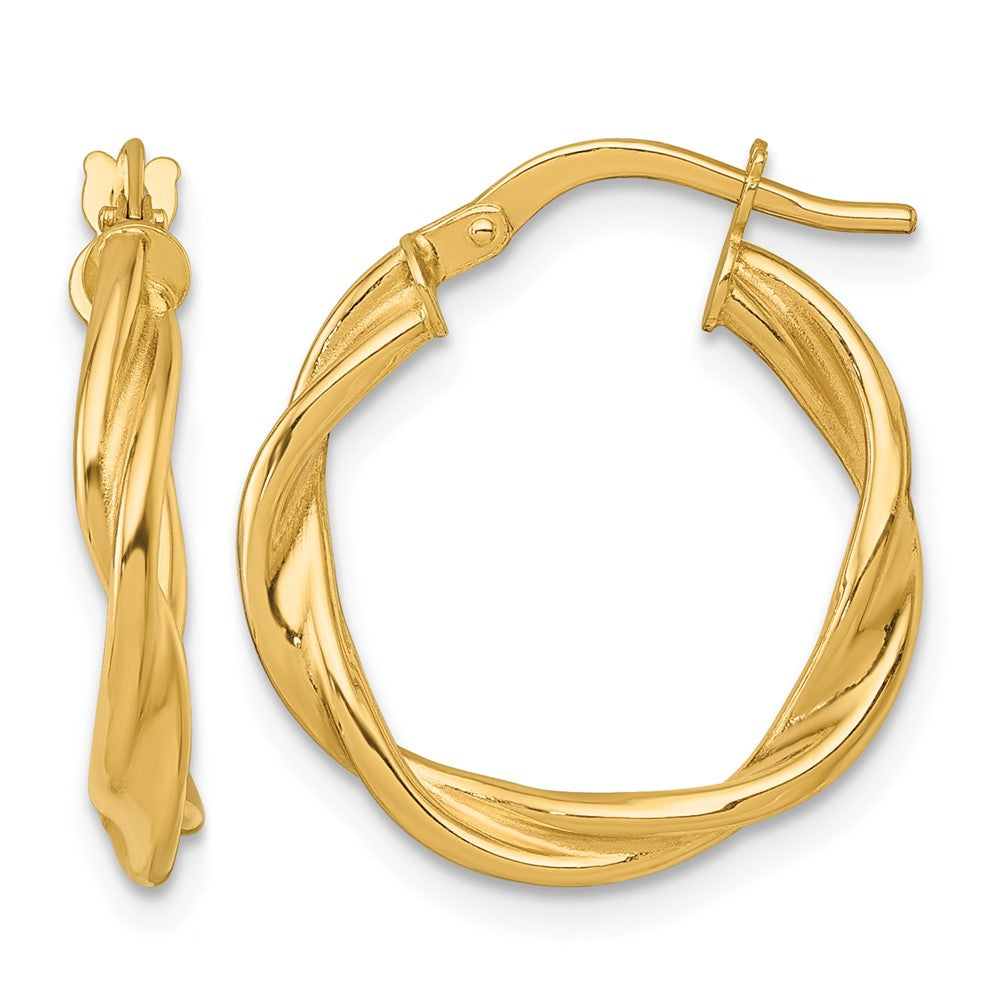 14K Yellow Gold Polished Twist Hoop Earrings