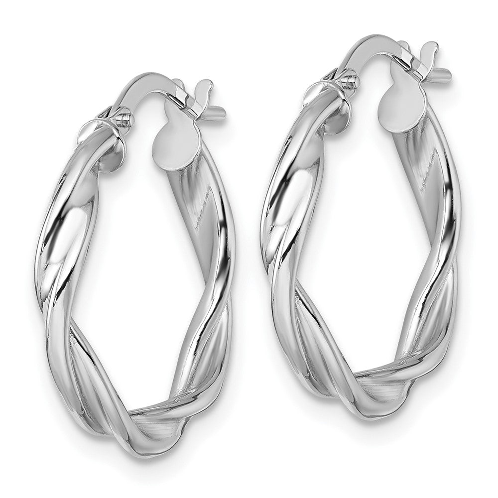 14K White Gold Polished Twist Hoop Earrings