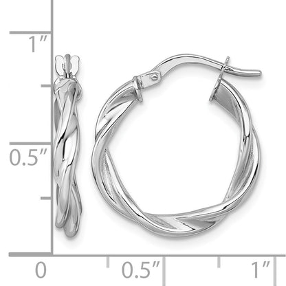 14K White Gold Polished Twist Hoop Earrings