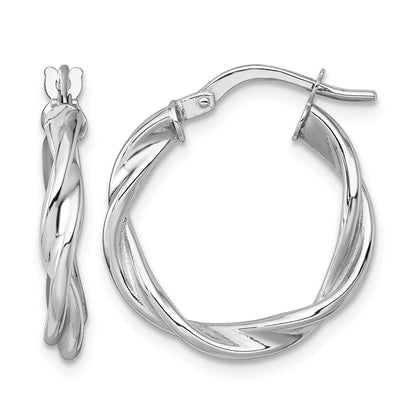 14K White Gold Polished Twist Hoop Earrings