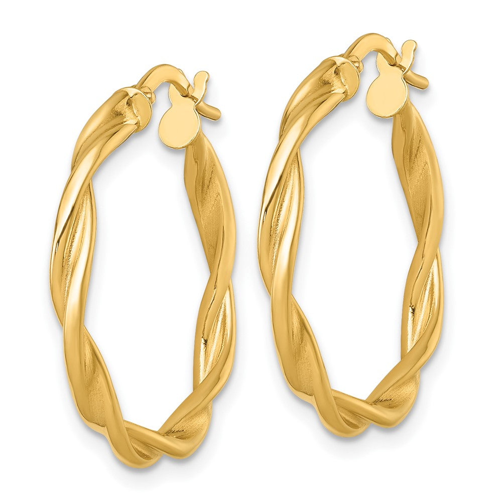 14K Yellow Gold Polished Twist Hoop Earrings