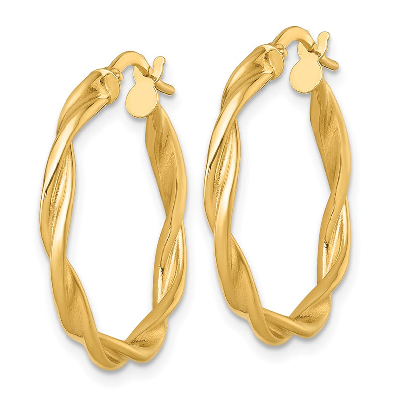 14K Yellow Gold Polished Twist Hoop Earrings