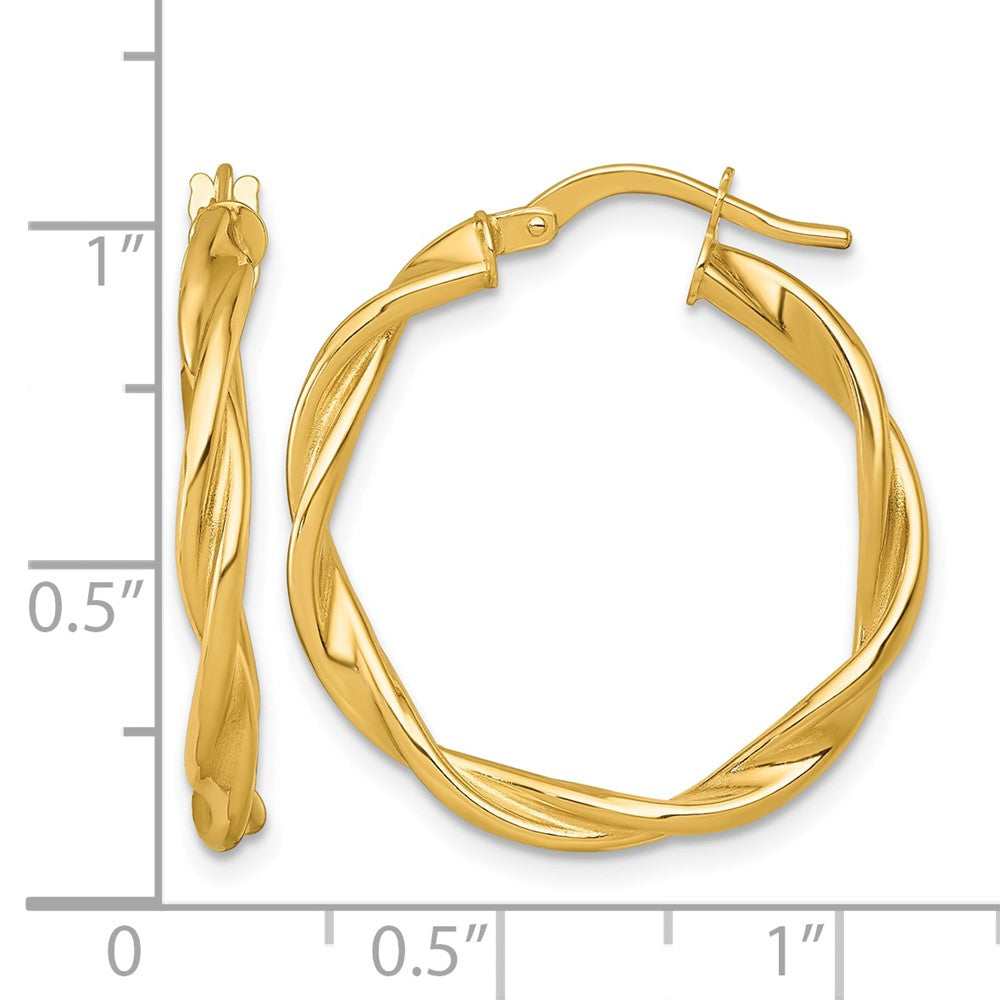 14K Yellow Gold Polished Twist Hoop Earrings