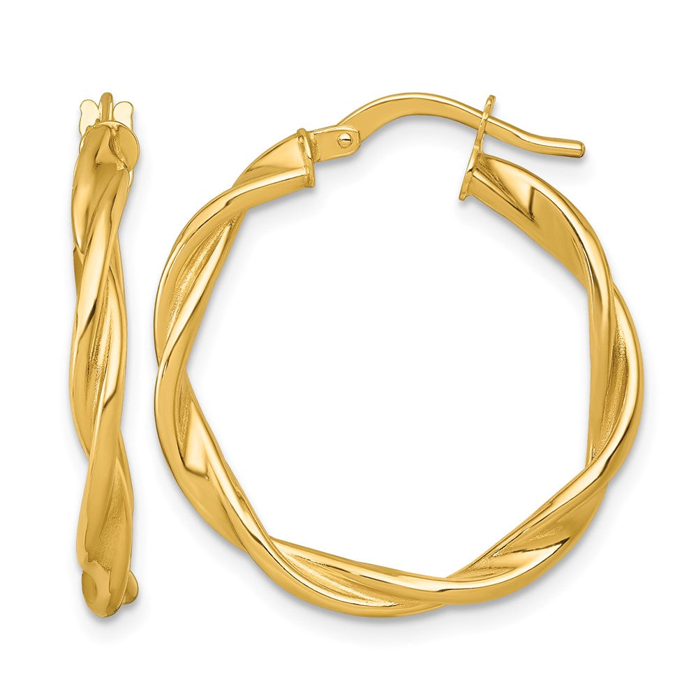 14K Yellow Gold Polished Twist Hoop Earrings