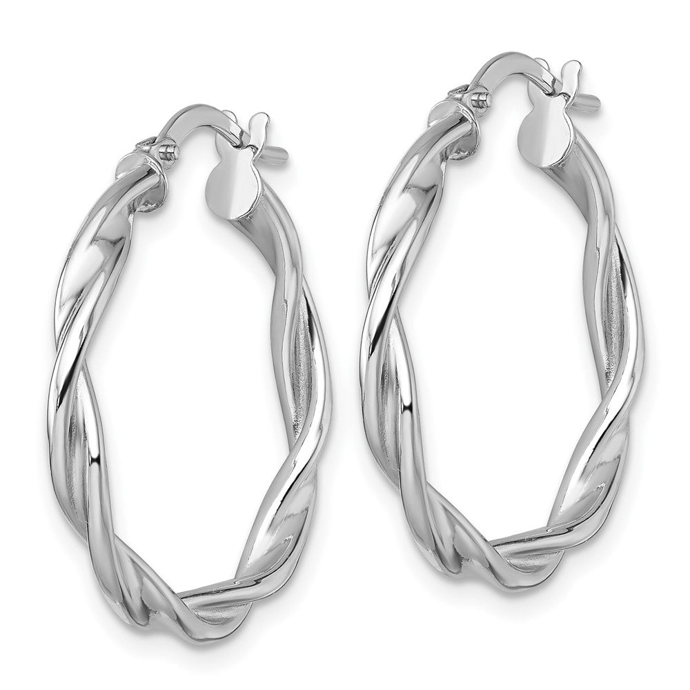 14K White Gold Polished Twist Hoop Earrings