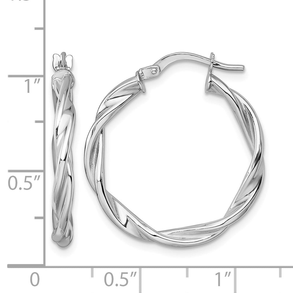 14K White Gold Polished Twist Hoop Earrings