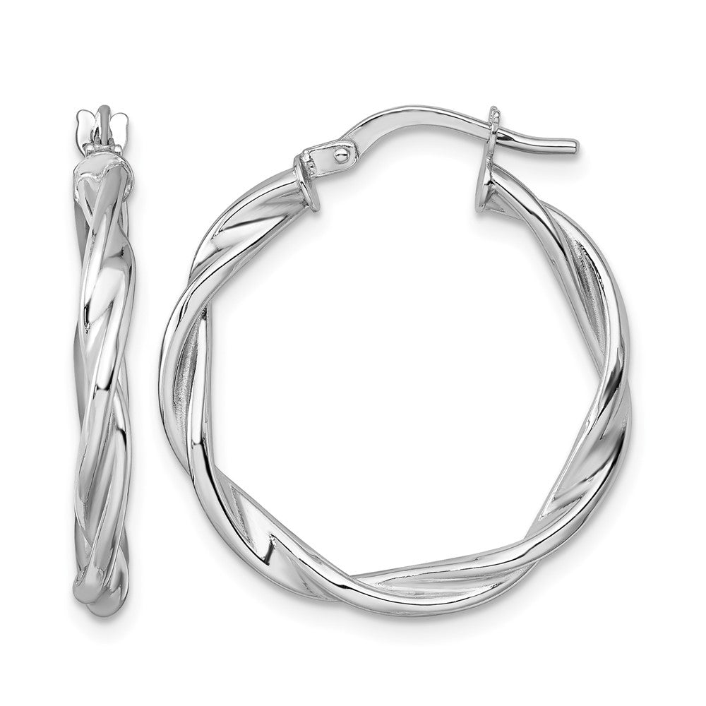 14K White Gold Polished Twist Hoop Earrings