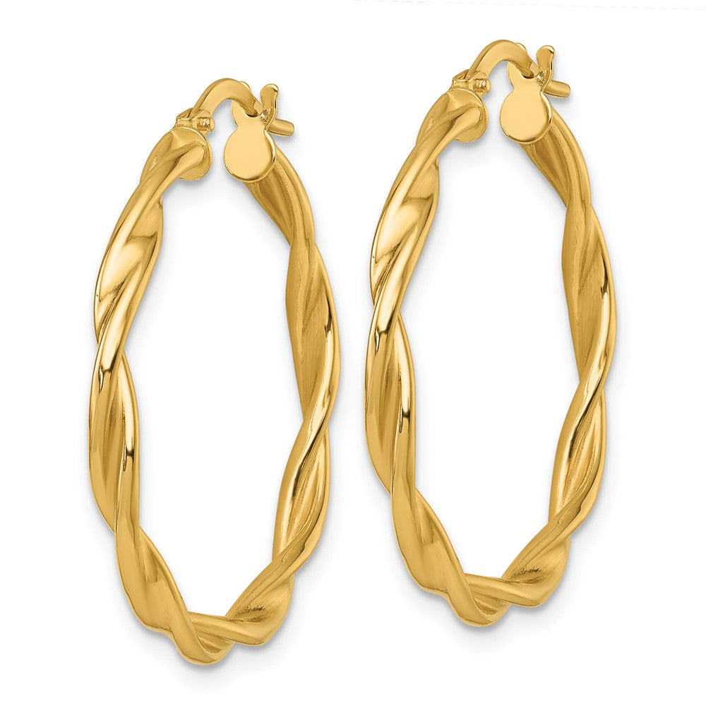 14K Yellow Gold Polished Twist Hoop Earrings
