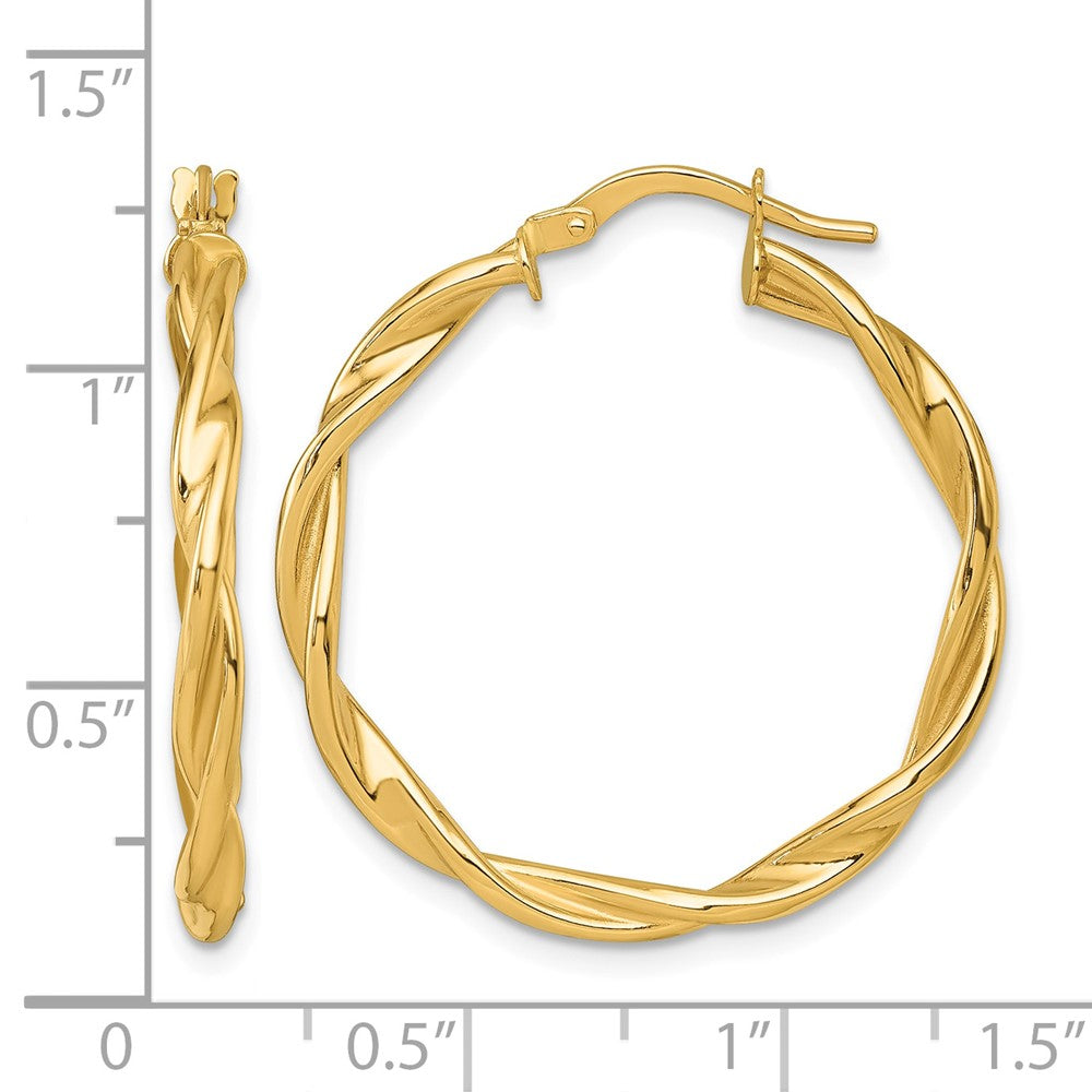 14K Yellow Gold Polished Twist Hoop Earrings