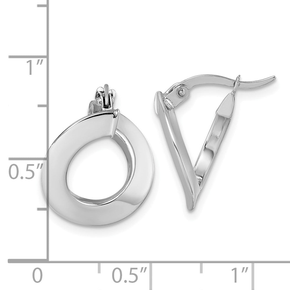 14K White Gold Polished Twisted Oval Hoop Earrings