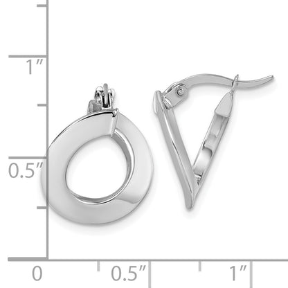14K White Gold Polished Twisted Oval Hoop Earrings