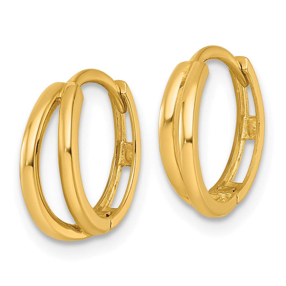 14K Yellow Gold Polished Fancy Hinged Round Hoop Earrings