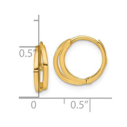 14K Yellow Gold Polished Fancy Hinged Round Hoop Earrings