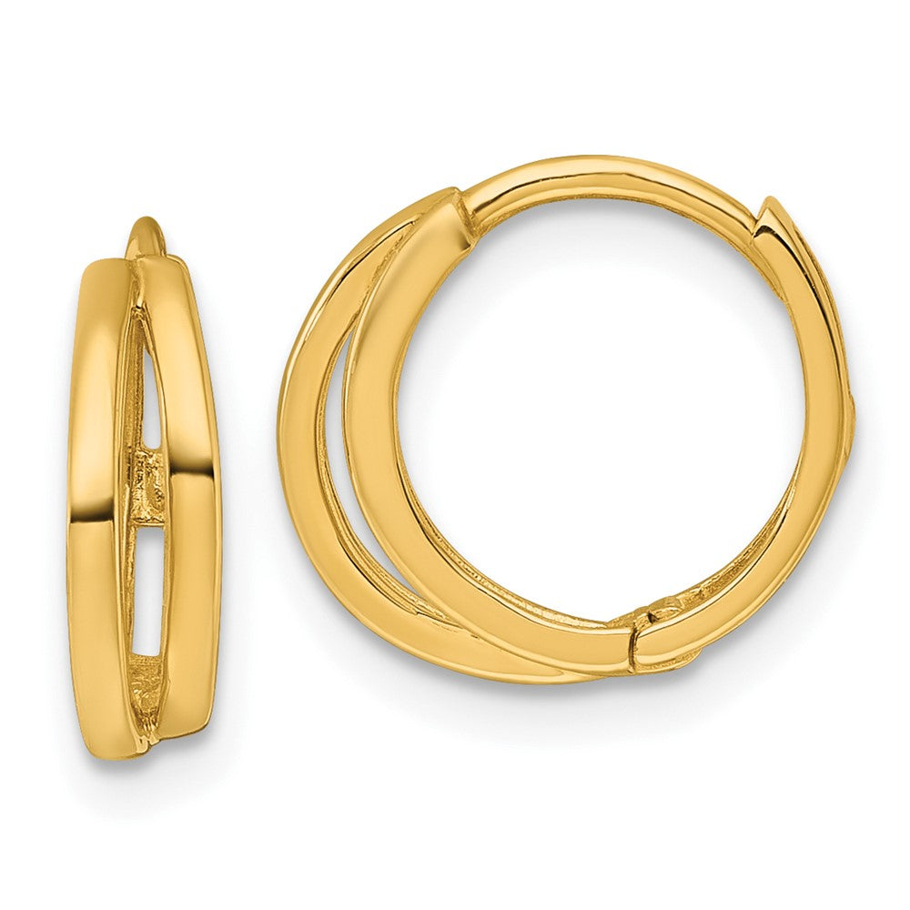 14K Yellow Gold Polished Fancy Hinged Round Hoop Earrings