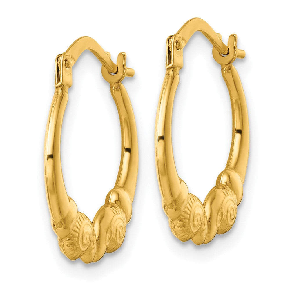 14K Yellow Gold Polished Ram Head Hoop Earrings