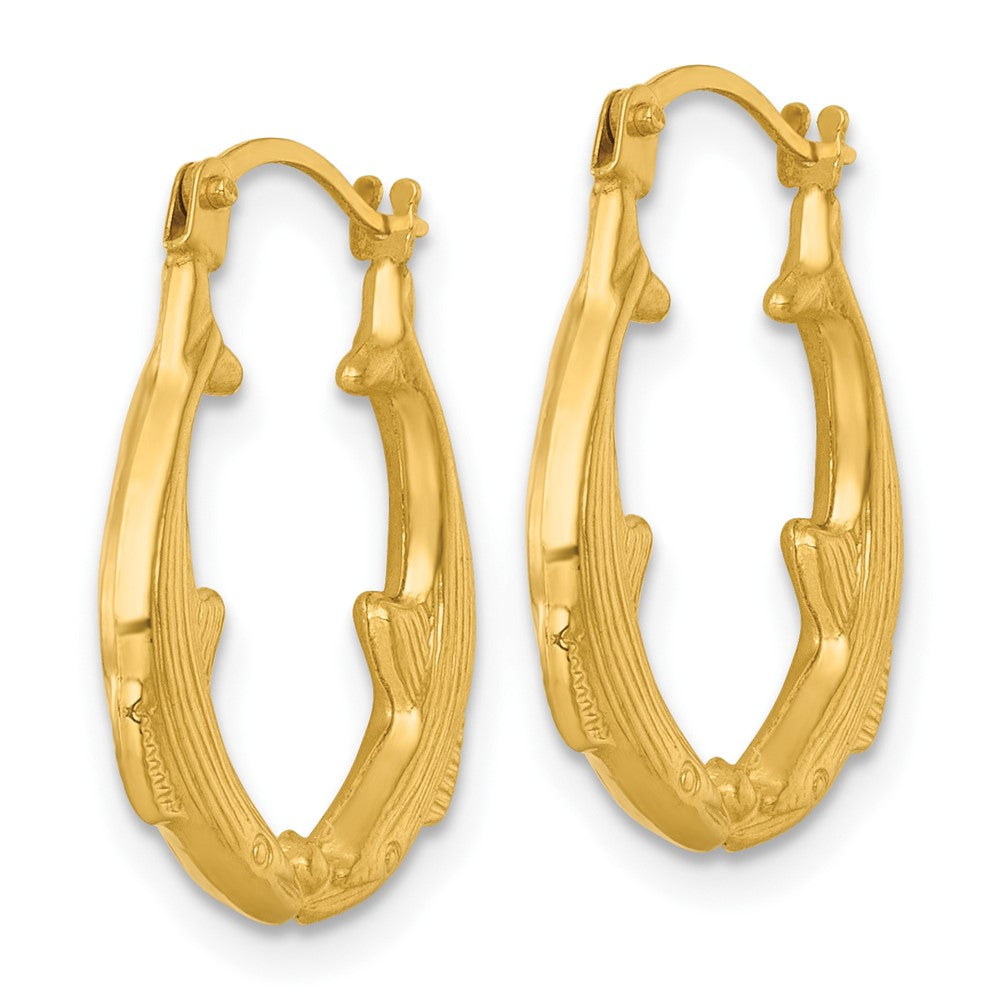 14K Yellow Gold Polished Whale Hoop Earrings