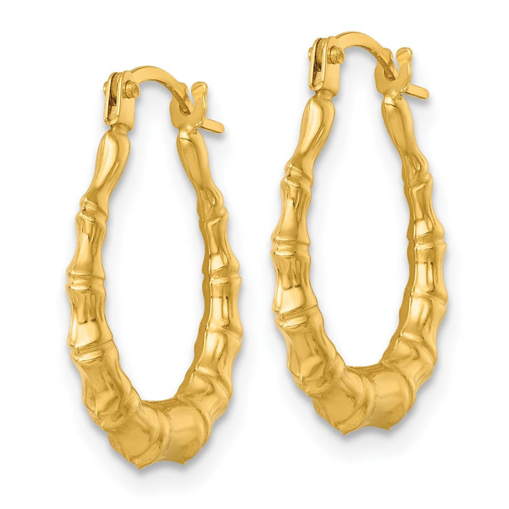 14K Yellow Gold Polished Bamboo Hoop Earrings