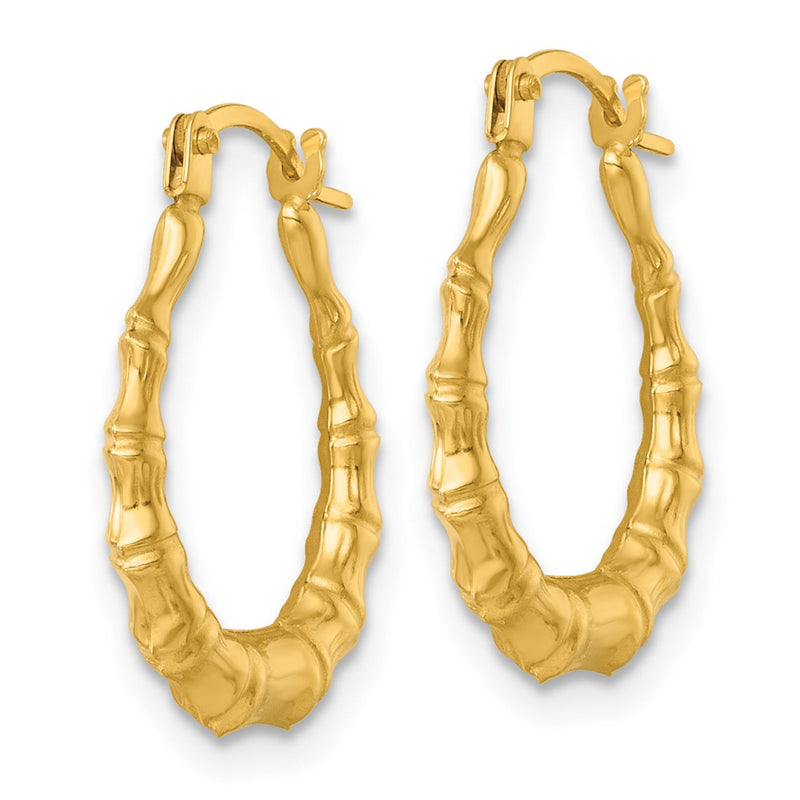 14K Yellow Gold Polished Bamboo Hoop Earrings