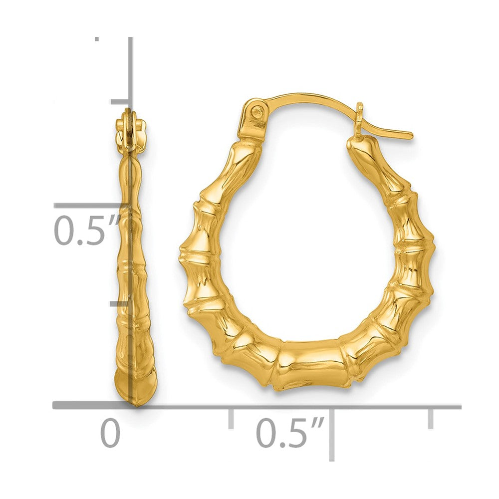 14K Yellow Gold Polished Bamboo Hoop Earrings