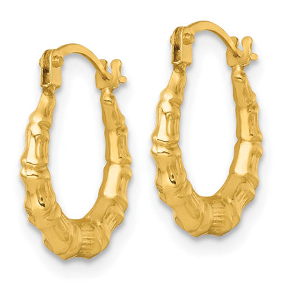 14K Yellow Gold Polished Bamboo Hoop Earrings