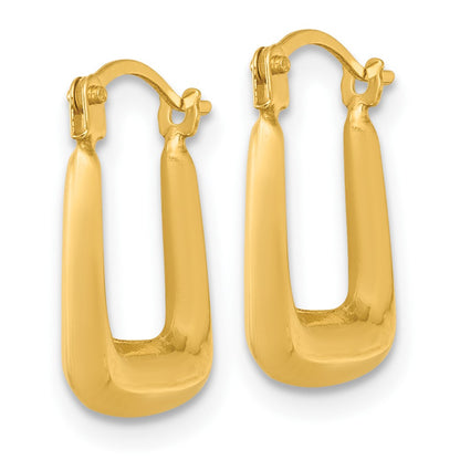 14K Yellow Gold Polished 2.25mm Square Hoop Earrings