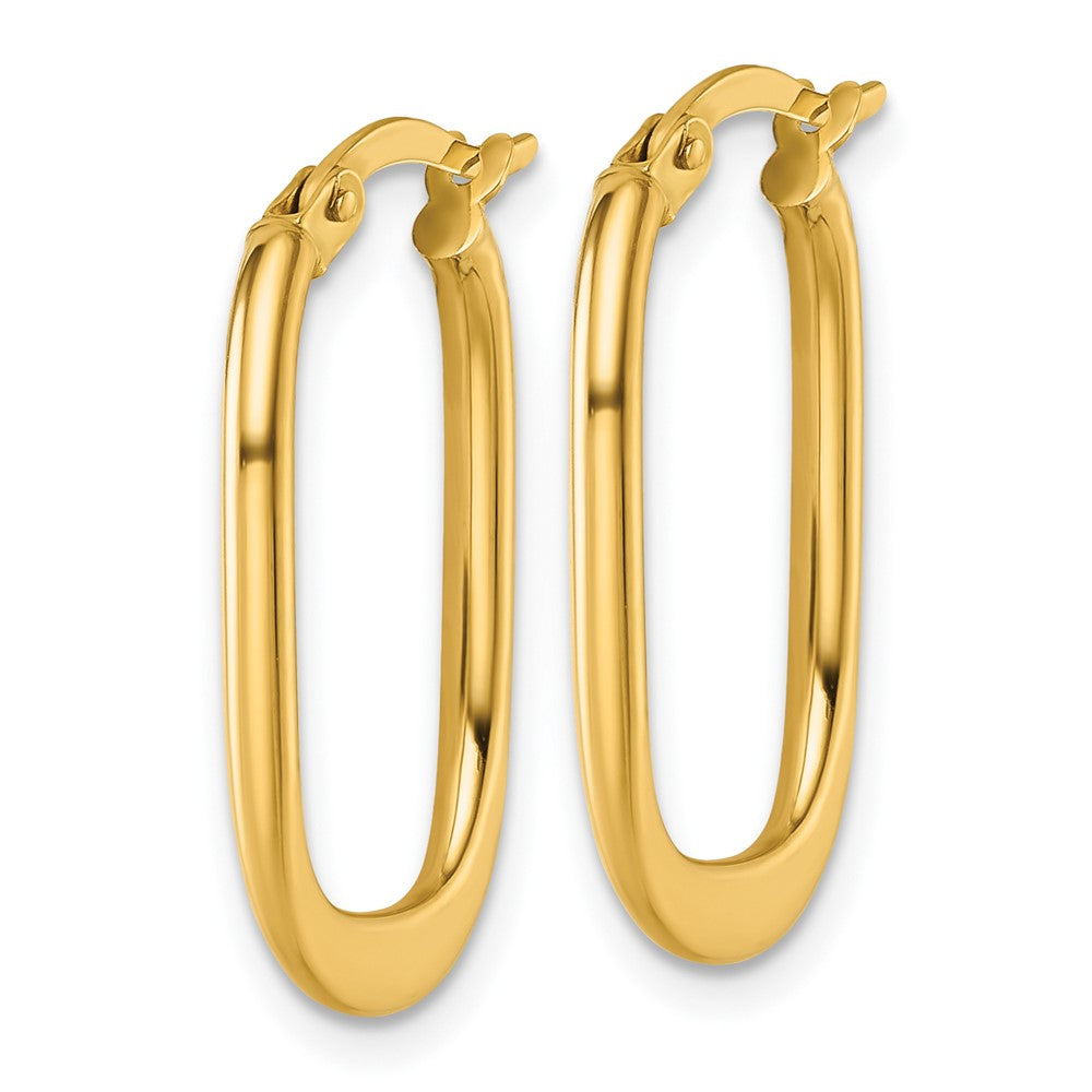 14K Yellow Gold Polished Oval Hoop Earrings