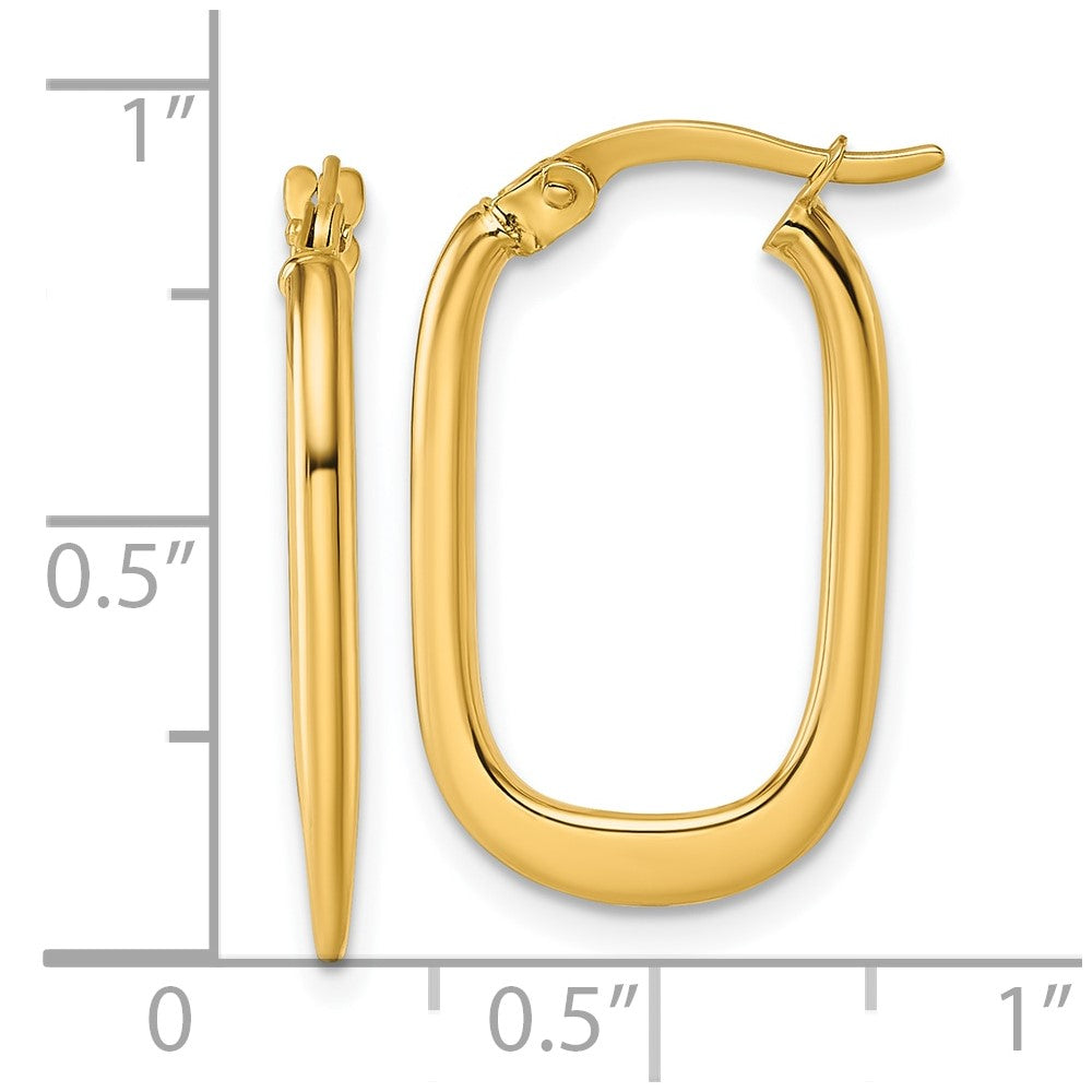 14K Yellow Gold Polished Oval Hoop Earrings