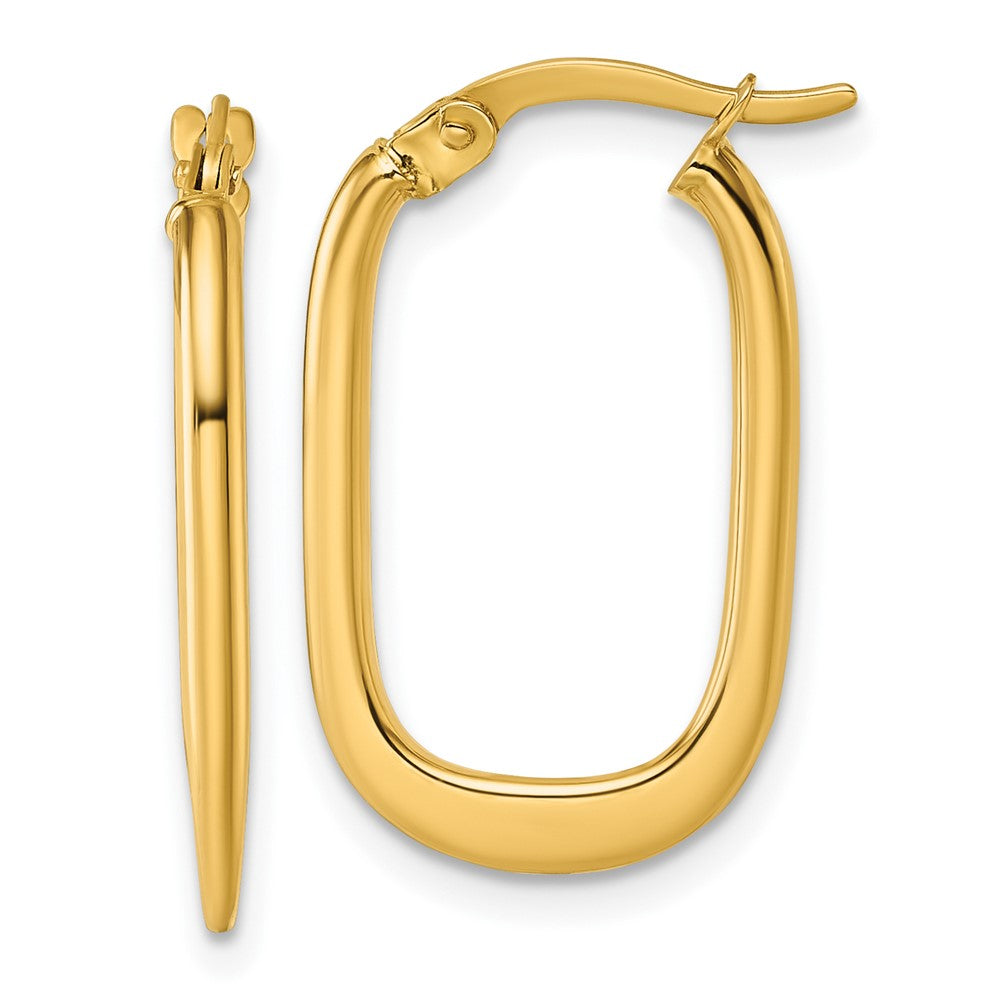 14K Yellow Gold Polished Oval Hoop Earrings