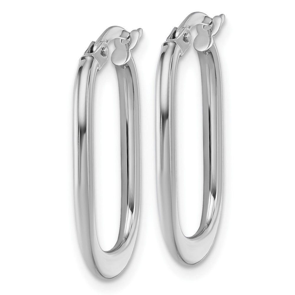 14K White Gold Polished Oval Hoop Earrings