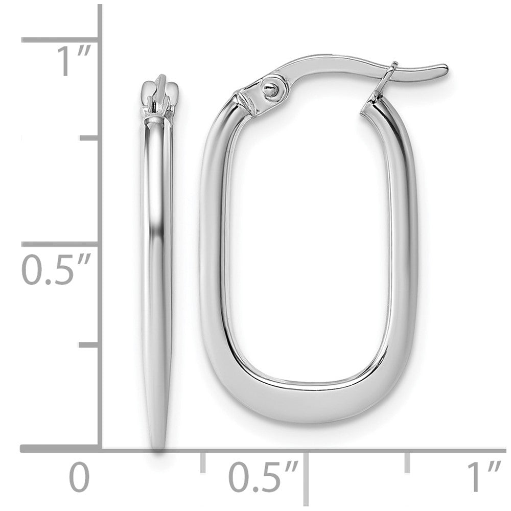 14K White Gold Polished Oval Hoop Earrings