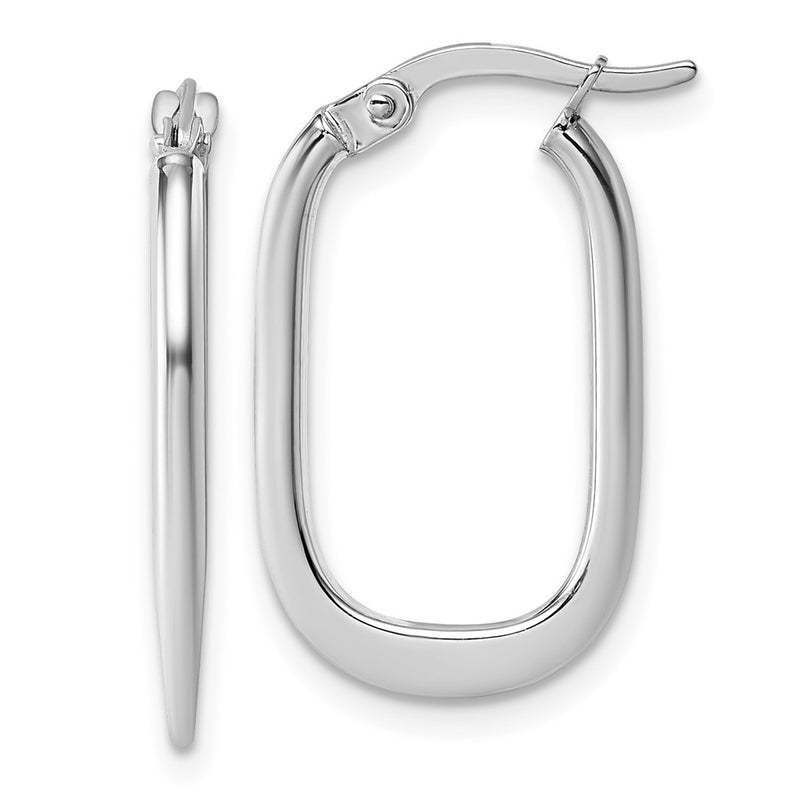 14K White Gold Polished Oval Hoop Earrings