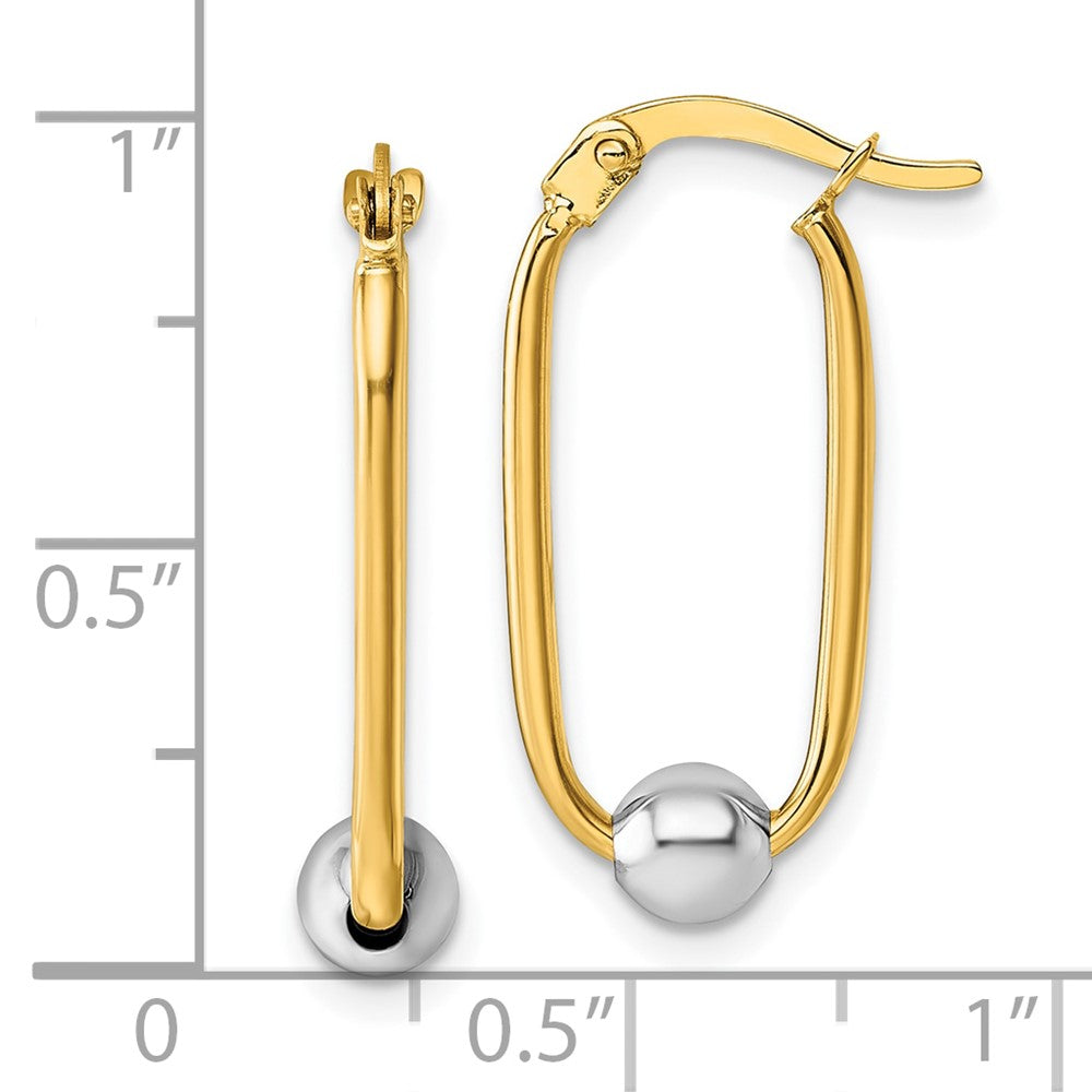 14K Two-Tone Polished with Beads Oval Hoop Earrings