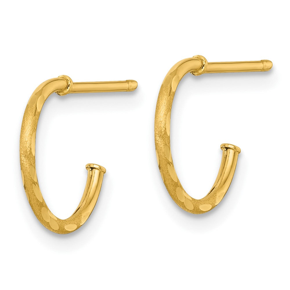 14K Yellow Gold 1.2 X 12mm Diamond-Cut Post Hoop Earrings