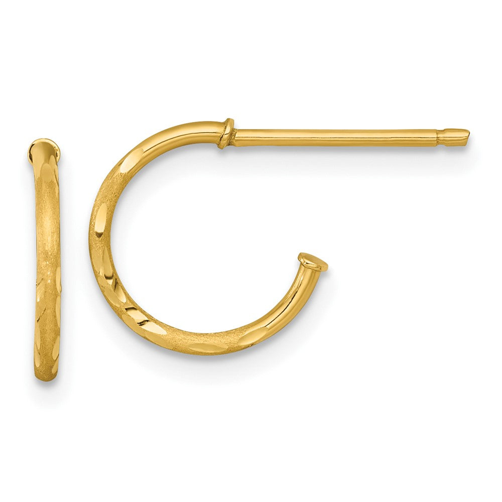 14K Yellow Gold 1.2 X 12mm Diamond-Cut Post Hoop Earrings