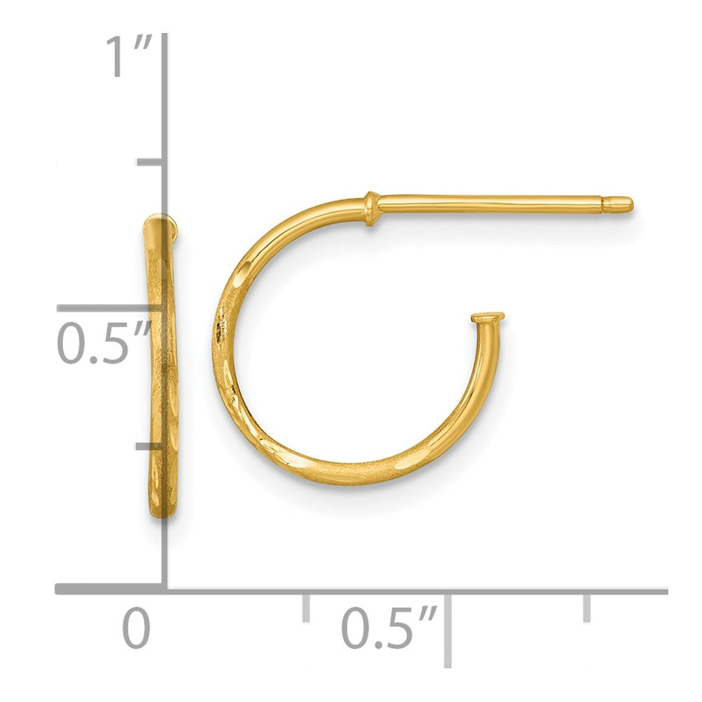 14K Yellow Gold 1.2 X 14mm Diamond-Cut Post Hoop Earrings