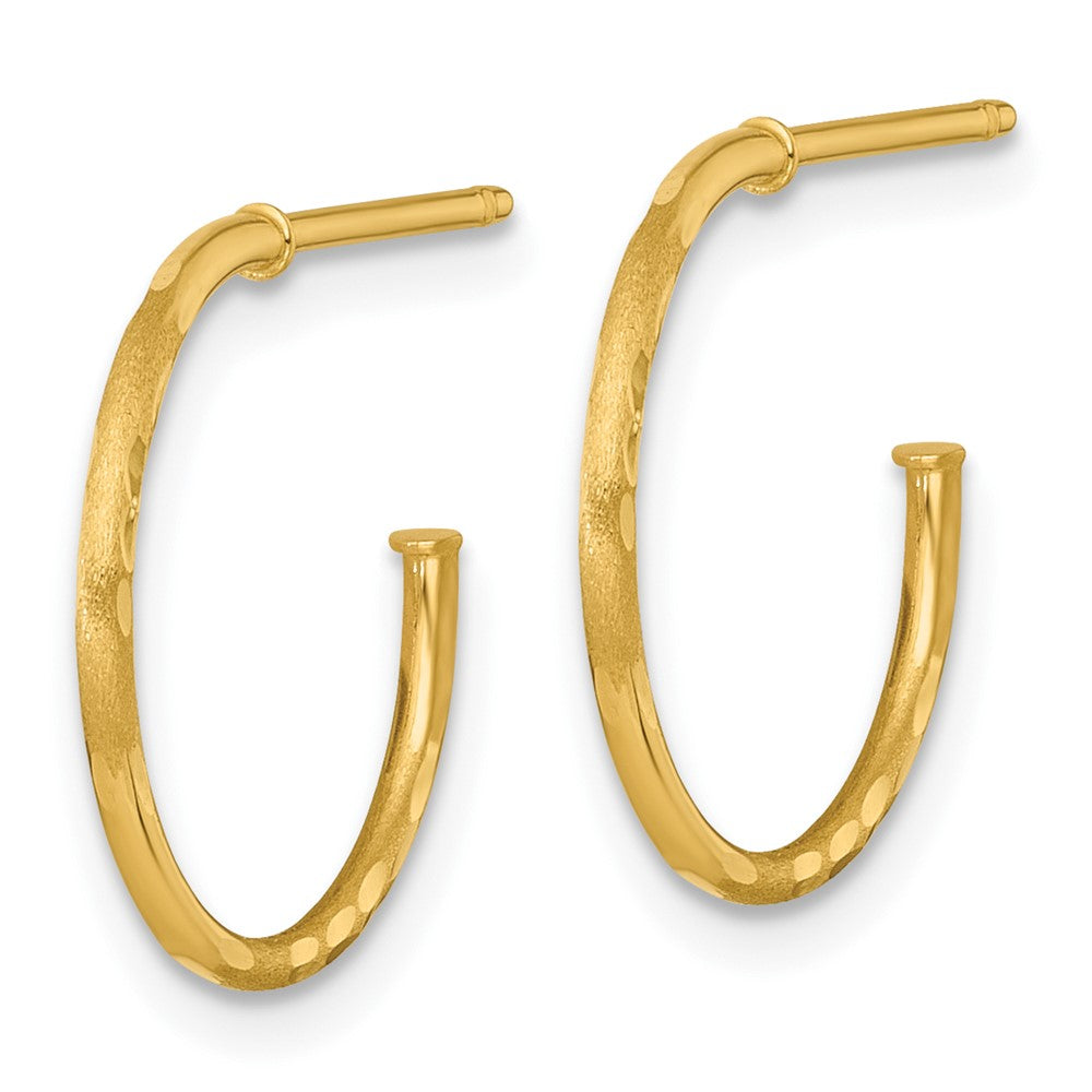 14K Yellow Gold 1.2 X 16mm Diamond-Cut Post Hoop Earrings