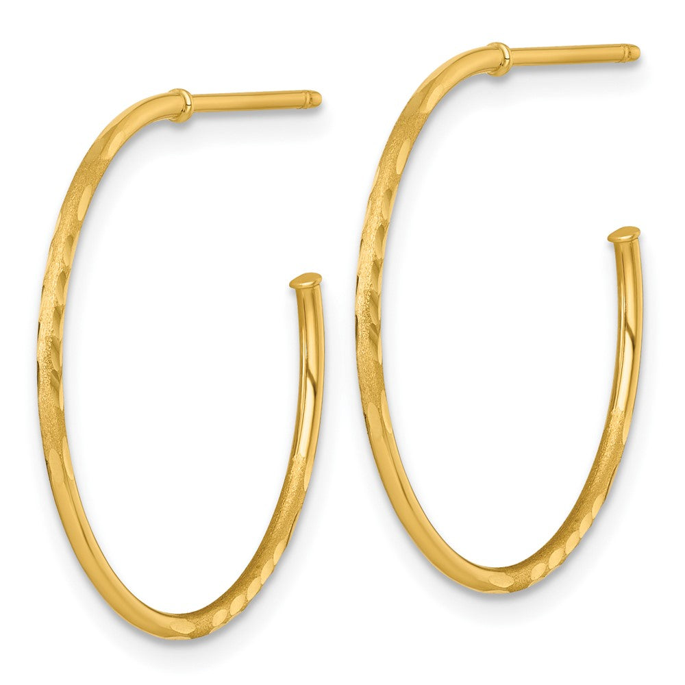 14K Yellow Gold 1.2 X 25mm Diamond-Cut Post Hoop Earrings